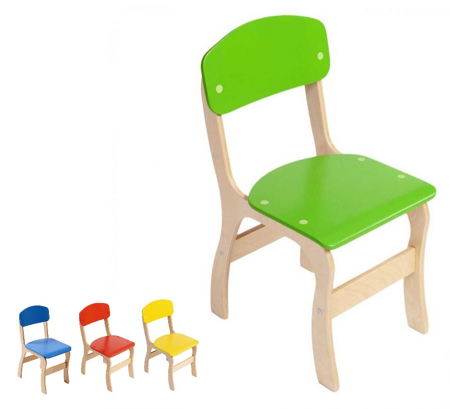 Стілець дитячий фанерний, спинка та сидіння фарбовані, ростова група №2 (ЛЕОНТЕК) (0271)